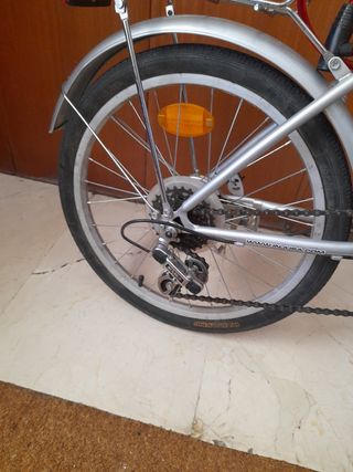 Bicicleta plegable ligera plateada