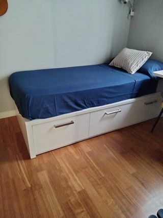 Cama individual blanca 100x200cm