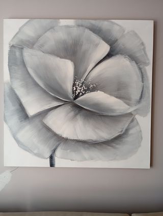 Cuadro pintura acrílica gris blanco