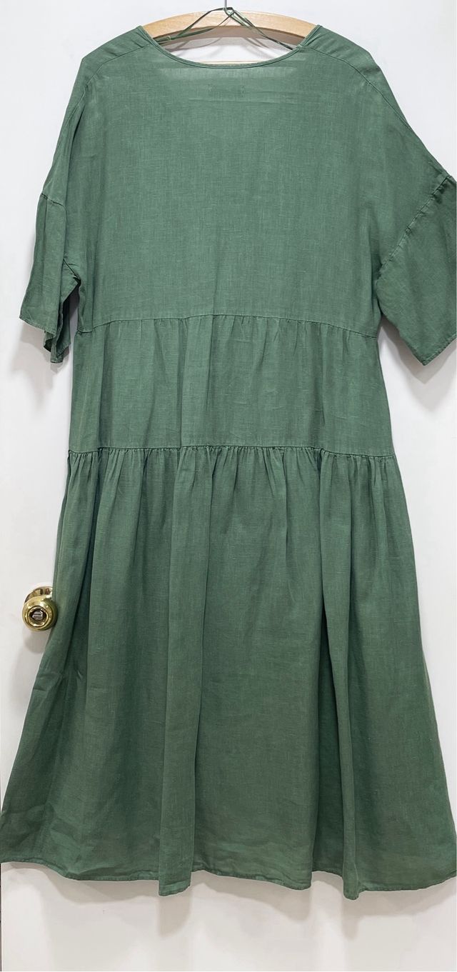 Vestido oversize Zara Lino Verde talla M