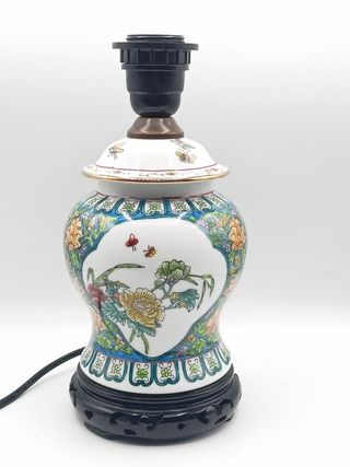 Lampara de mesa de ceramica y madera