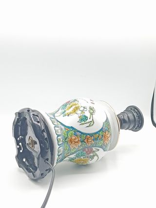 Lampara de mesa de ceramica y madera