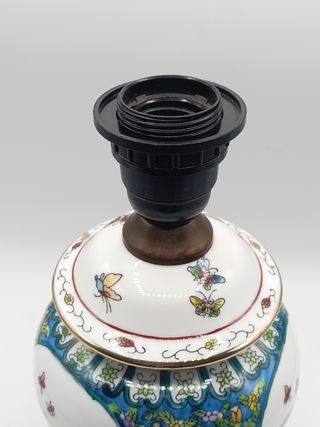 Lampara de mesa de ceramica y madera