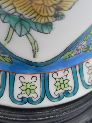 Lampara de mesa de ceramica y madera