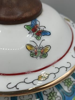 Lampara de mesa de ceramica y madera