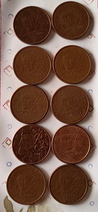 10 Monedas 5 céntimos Euro
