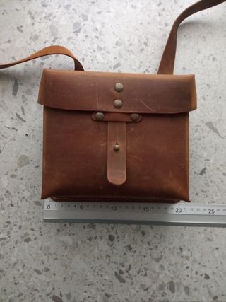 Bolso militar cuero marrón