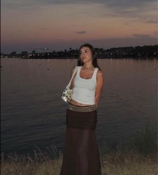 Falda larga marrón Zara - Talla S