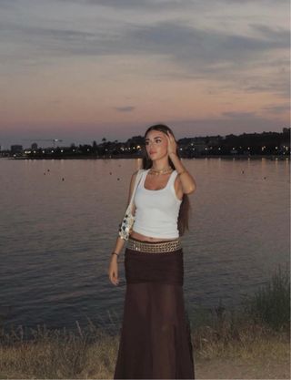 Falda larga marrón Zara - Talla S