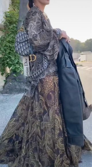Falda larga Zara estampada - S