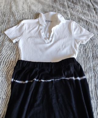 Top blanco & Falda negra - algodón