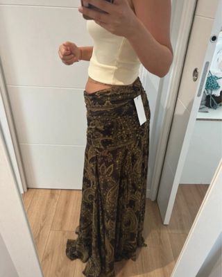 Falda larga Zara estampada M