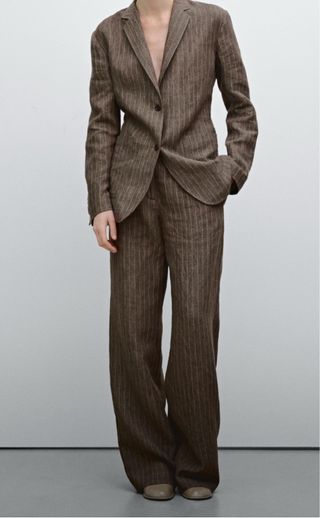 Traje lino Massimo Dutti marrón