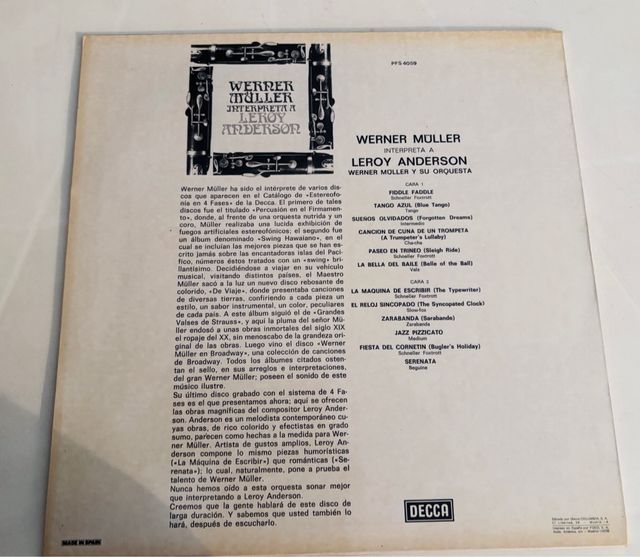 Vinilo Clásico: Werner Müller interpreta a Leroy A