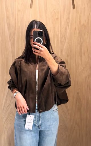 Chaqueta bomber ante marrón Zara