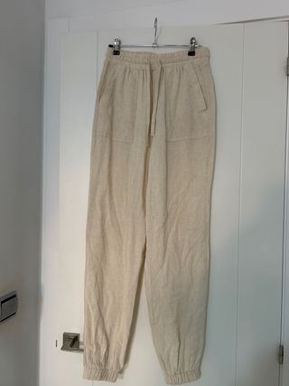 Pantalones lino beige