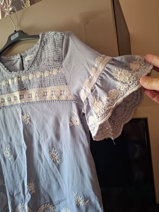 Camisa bordada azul - M