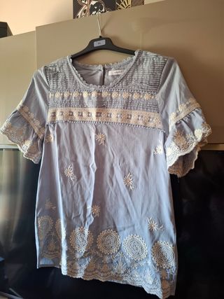 Camisa bordada azul - M