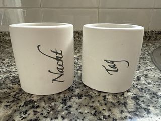 2 portacandele in ceramica bianca