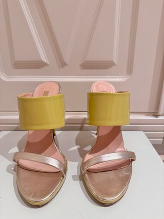 Sandalias tacón dorado-verdes