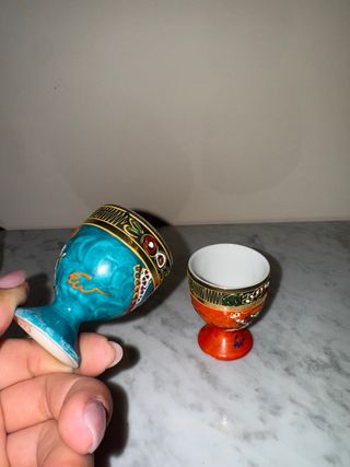 2 Portauova in Ceramica - Arancione e Turchese