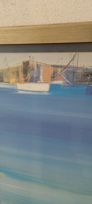 Cuadros con paisajes marinos y marco dorado