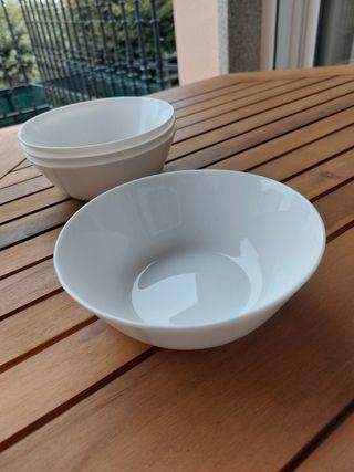 4 cuencos porcelana blancos