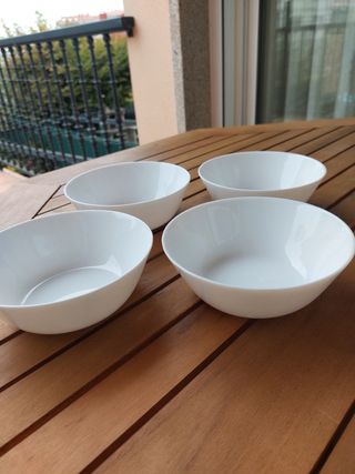 4 cuencos porcelana blancos