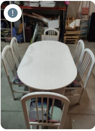 Mesa ovalada blanca + 6 sillas