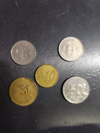 Monedas Bélgica: 5 piezas colección