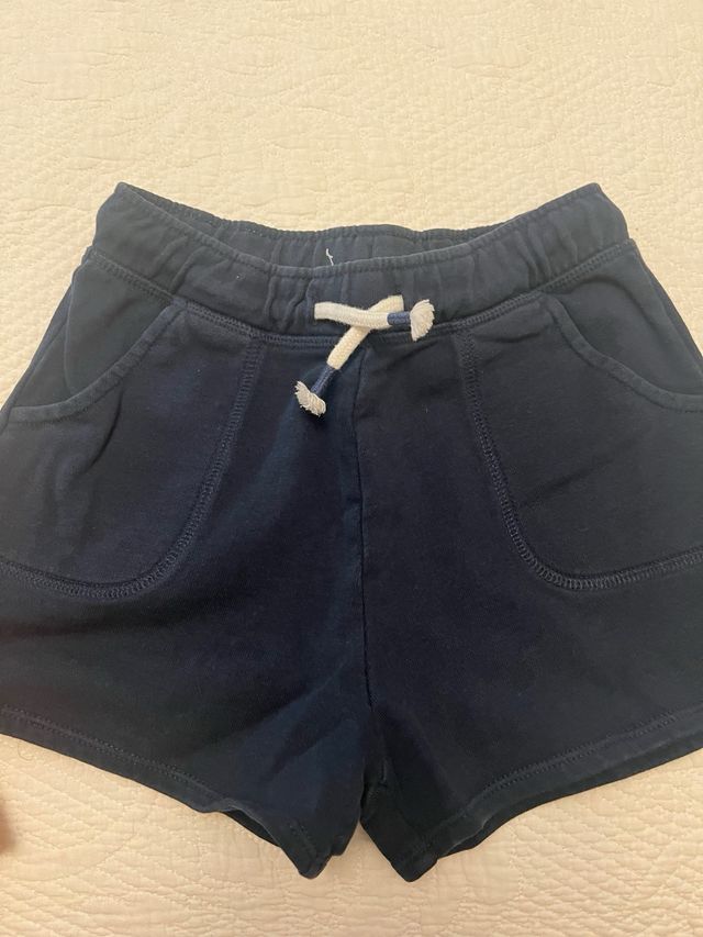 Shorts niña algodón - Azul marino y Naranja.