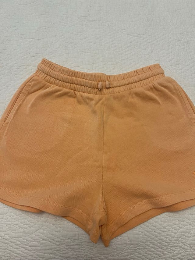 Shorts niña algodón - Azul marino y Naranja.