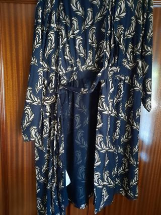 Vestido Mango estampado negro y beige - T-M