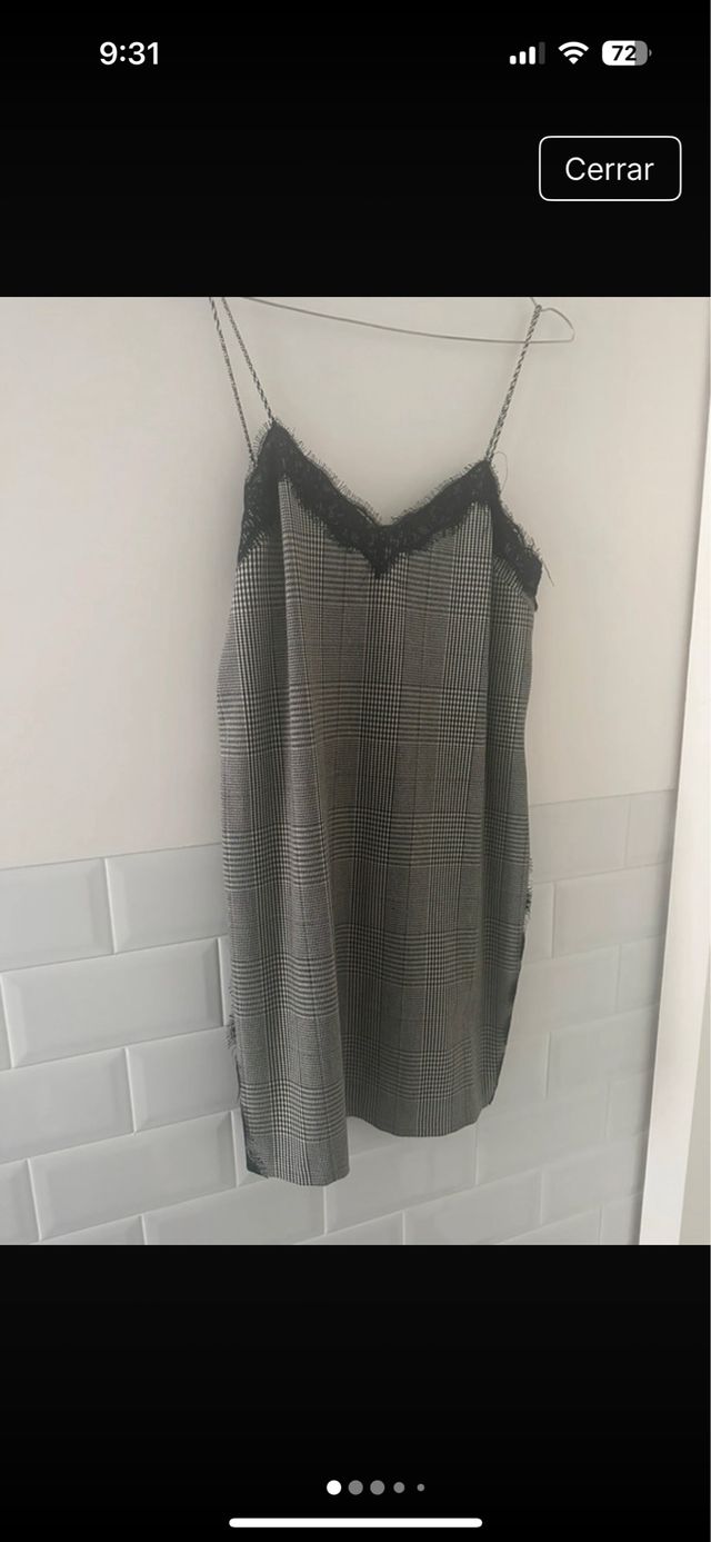 Vestido lencero cuadros gris-negro