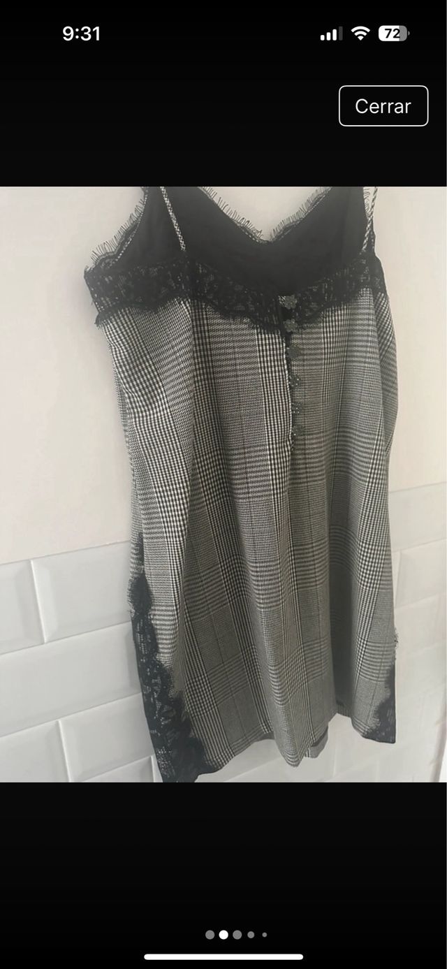 Vestido lencero cuadros gris-negro