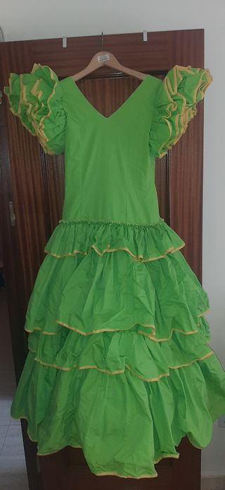 Vestido gitana, traje flamenca verde
