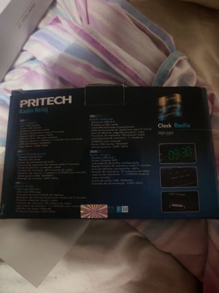 Radio Reloj PRITECH LED azul
