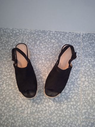 Sandalias esparto negras plataforma