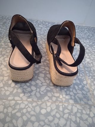 Sandalias esparto negras plataforma