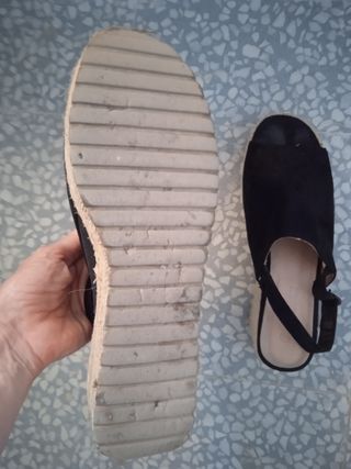 Sandalias esparto negras plataforma