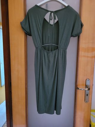Vestito verde oliva scollo a V