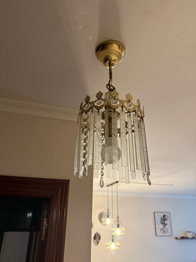 dos lámparas vintage cristal