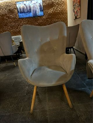Butaca terciopelo gris - Silla moderna