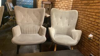 Butaca terciopelo gris - Silla moderna