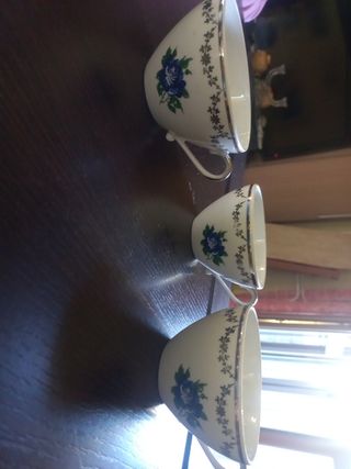 3 Tazze Porcellana Bavaria - Blu e Bianco