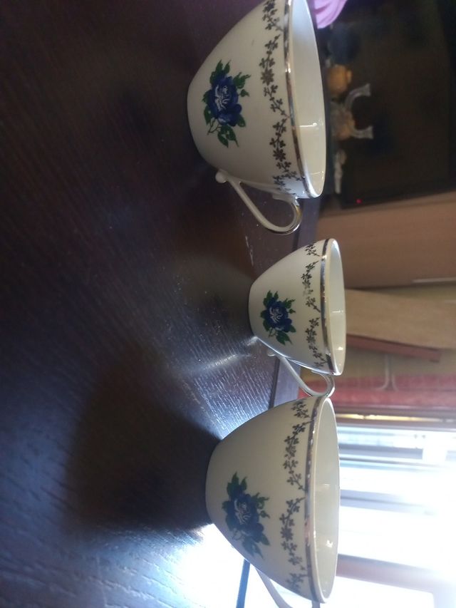 3 Tazze Porcellana Bavaria - Blu e Bianco