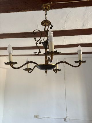 Lámpara antigua 5 brazos metal