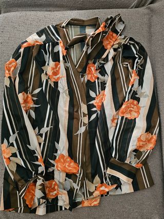 Camisa vintage flores naranja