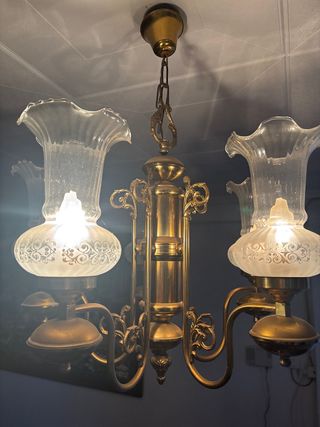 Lampara antigua bronce 5 luces