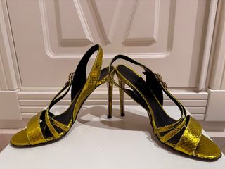 Sandalias color ocre mujer tacón alto